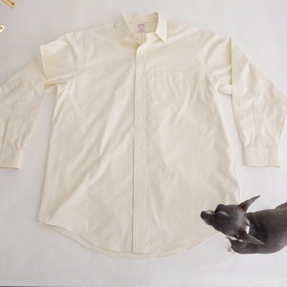 Brooks Brothers Yellow Madison Button Down Supima Cotton Dress Shirt 16.5 - 34 - Picture 1 of 9